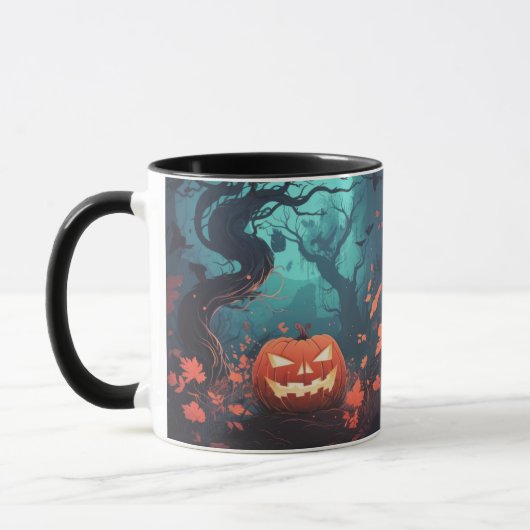 Jack-o' Laternenwaldorange Blätter Halloween-Tasse Tasse (Links)