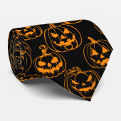 Jack-o-Laterterns-Muster.Orange Black BG Krawatte (Gerollt)