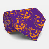 Jack-o-Laterterns Muster.Orange D Lila BG Krawatte (Gerollt)
