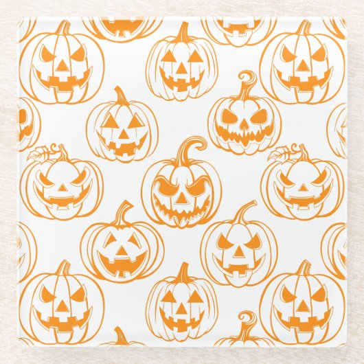 Jack-o-Laterterns Muster.Orange Glasuntersetzer (Vorderseite)