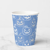 Jack-o-Laterterns Muster.White L blue BG Pappbecher (Rückseite)