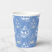 Jack-o-Laterterns Muster.White L blue BG Pappbecher (Rechts)
