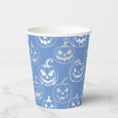 Jack-o-Laterterns Muster.White L blue BG Pappbecher (Vorderseite)