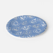 Jack-o-Laterterns Muster.White L blue BG Pappteller (Schrägansicht)