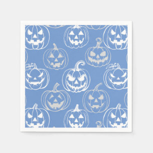 Jack-o-Laterterns Muster.White L blue BG Serviette