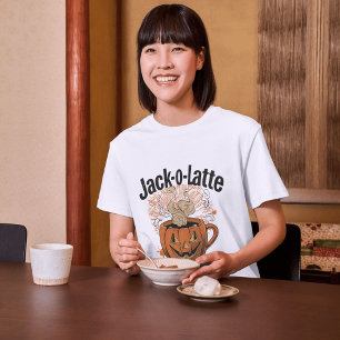 Jack-o-Latte Funny Halloween Coffee Pun T-Shirt