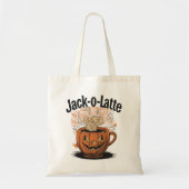 Jack-o-Latte Funny Halloween Coffee Pun Tragetasche (Vorne)