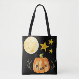 Jack-O-Lattern und Mondtrick oder -bearbeitung Tasche
