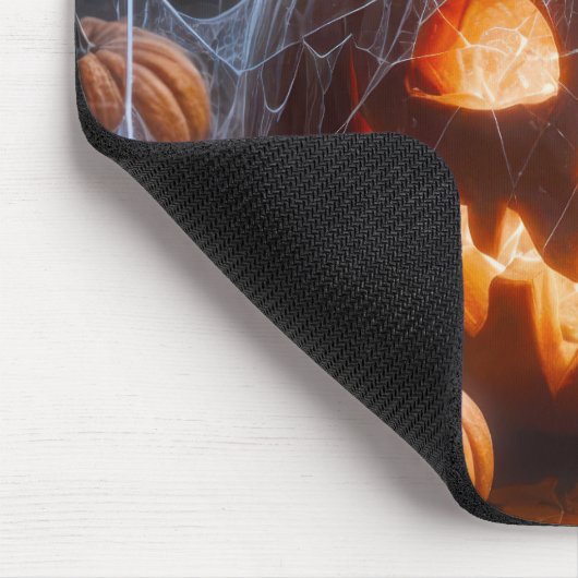 Jack-oder-Lantern mit Spinnennetzen Mousepad (Ecke)