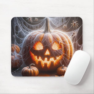 Jack-oder-Lantern mit Spinnennetzen Mousepad
