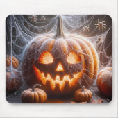 Jack-oder-Lantern mit Spinnennetzen Mousepad (Vorne)