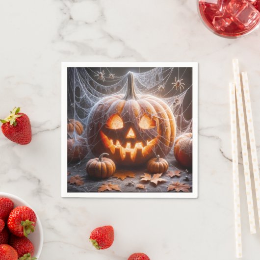 Jack-oder-Lantern mit Spinnennetzen Serviette (Beispiel)