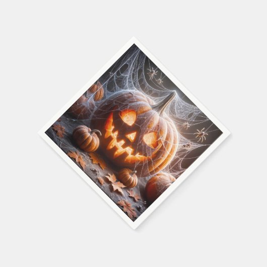 Jack-oder-Lantern mit Spinnennetzen Serviette (Ecke)