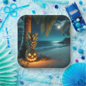 Jack-oder-Laterne Ananas am Strand Pappteller (Party)