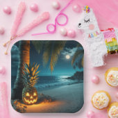 Jack-oder-Laterne Ananas am Strand Pappteller (Party)