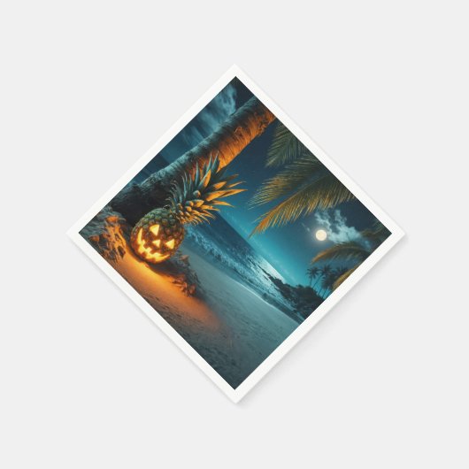 Jack-oder-Laterne Ananas am Strand Serviette (Ecke)