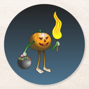 Jack O'lantern auf Süßigkeitenbetteln Runder Pappuntersetzer