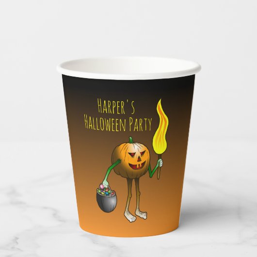 Jack O'lantern auf Trick oder Trete Pappbecher (Rückseite)