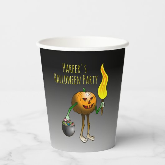 Jack O'lantern auf Trick oder Trete Pappbecher (Rückseite)