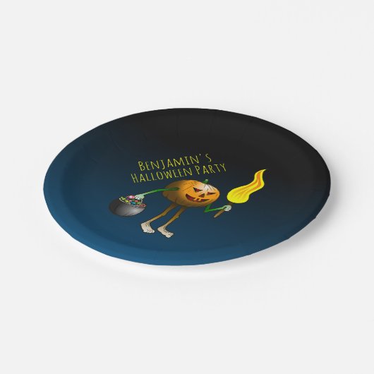 Jack O'lantern auf Trick oder Trete Pappteller (Schrägansicht)