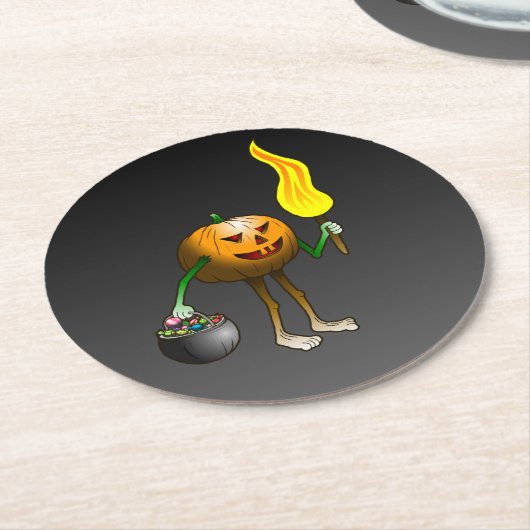 Jack O'lantern auf Trick oder Trete Runder Pappuntersetzer (Angewinkelt)