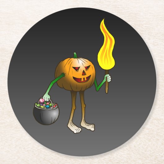Jack O'lantern auf Trick oder Trete Runder Pappuntersetzer (Vorderseite)