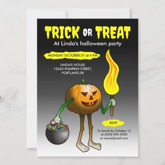 Jack O'lantern bei seinem ersten Süßes-oder-Saures Einladung (Vorderseite)
