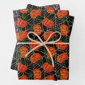 Jack o'lantern & Cobweb Pattern Kürbis Halloween Geschenkpapier Set (Beispiel)