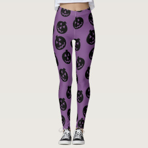 Jack O'Lantern Confetti-Gamaschen-Schwarzes/Lila Leggings
