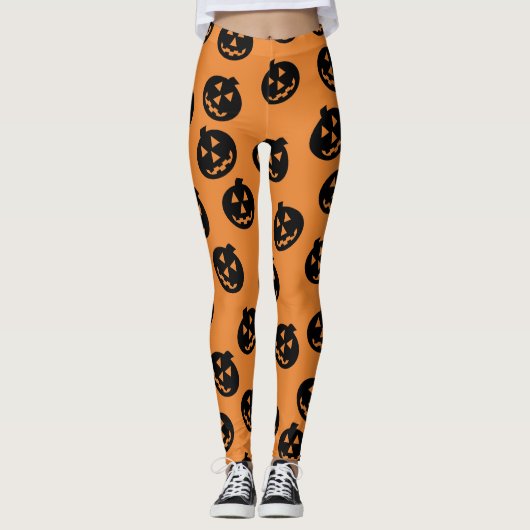 Jack O'Lantern Confetti-Leggings-Schwarzes/Orange Leggings (Vorderseite)