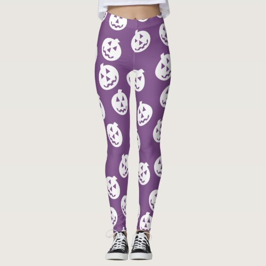 Jack O'Lantern Confetti-Leggings weiß/lila Leggings (Vorderseite)