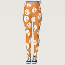 Jack O'Lantern Confetti-Leggings weiß/Orange Leggings