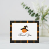 Jack O'Lantern Danke, Halloween Black/Orange Postkarte (Stehend Vorderseite)