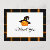 Jack O'Lantern Danke, Halloween Black/Orange Postkarte (Vorderseite)