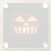 Jack O'Lantern Funny Lit Carved Pumpkin Halloween Glasuntersetzer (Rückseite)