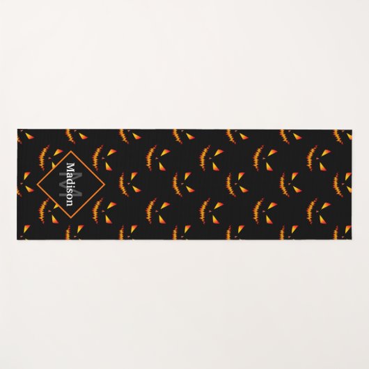 Jack O'Lantern-Gesichtsausschnitt Monogramm Yogamatte (Vorderseite (Horizontal))