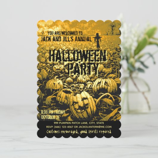 Jack O'Lantern Graveyard Einladung (Stehend Vorderseite)