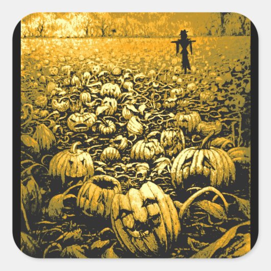 Jack O'Lantern Graveyard Quadratischer Aufkleber (Vorderseite)