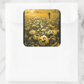 Jack O'Lantern Graveyard Quadratischer Aufkleber (Tasche)