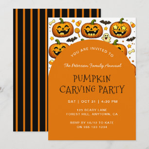 Jack O'lantern Halloween-Kürbisschnitzparty Einladung