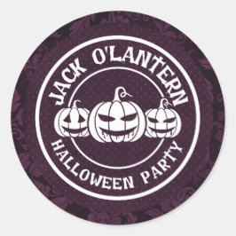 Jack O'Lantern Halloween-Party Dunkel Lila Runder Aufkleber