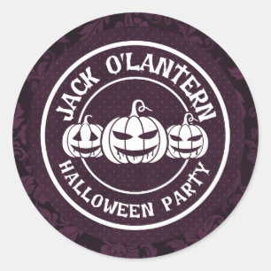 Jack O'Lantern Halloween-Party Dunkel Lila Runder Aufkleber