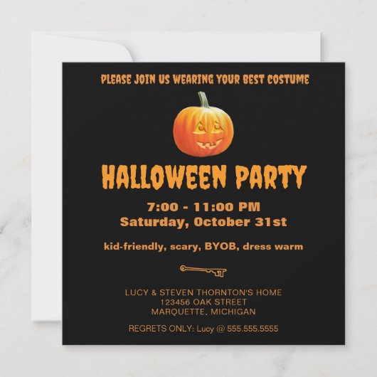 Jack O'Lantern Halloween-Party Einladung (Vorderseite)