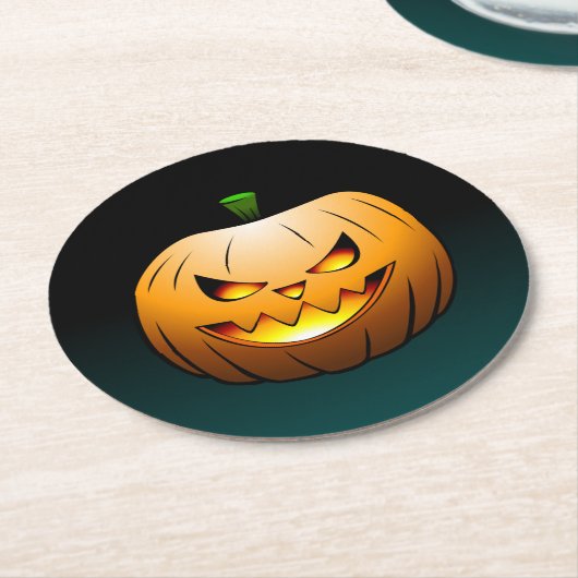 Jack O'lantern Halloween Pumpkin Runder Pappuntersetzer (Angewinkelt)