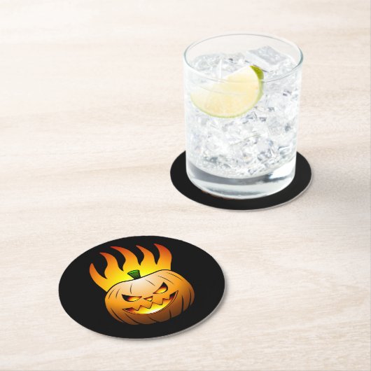 Jack O'lantern Halloween Pumpkin Runder Pappuntersetzer (Vor Ort)