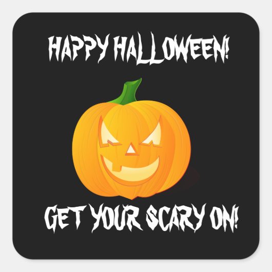JACK O'LANTERN HALLOWEEN QUADRATISCHER AUFKLEBER (Vorderseite)