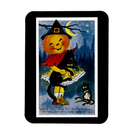 Jack o'Lantern Hexe Magnet (Vertikal)