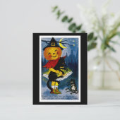 Jack o'Lantern Hexe Postkarte (Stehend Vorderseite)