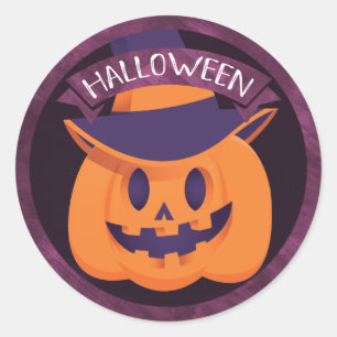 Jack O'Lantern Hexenmeister Runder Aufkleber