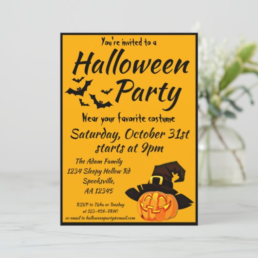 Jack O'Lantern Hexenwerk Party Einladung (Stehend Vorderseite)